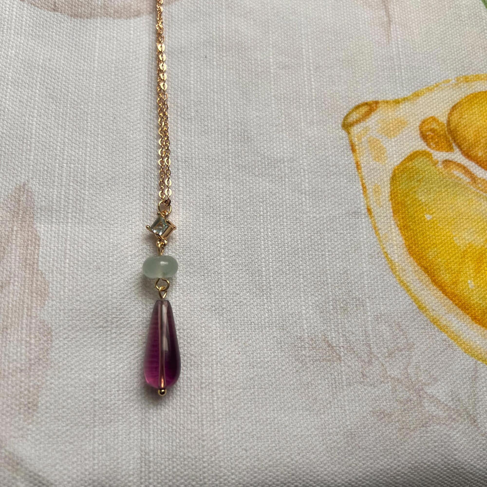 Aquamarine Winter Ice Plum Amethyst Czech Crystal Glass Zirconia Casual Necklace - Picture 2 of 7
